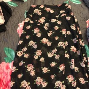 Black Pink Floral Maxi Skirt